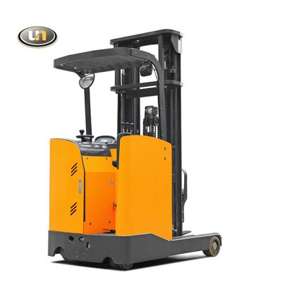 China Battery Powered Forklift 1070*120*40mm 2 Ton Stand On Reach Truck for sale