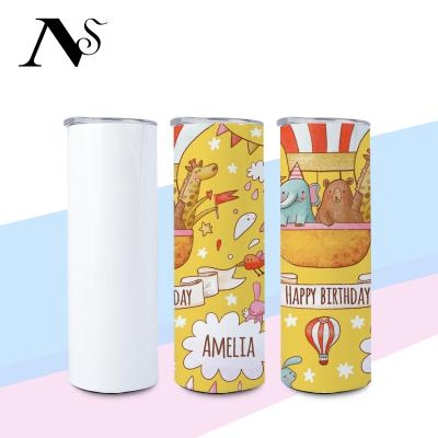 China Sustainable Wholesale 20 Ounce Factory Price White Sublimation Lean White Tumbler Of Stainless Steel With Lid Straw for sale