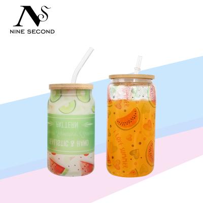 China Viable Empty Sublimation Cola Tumbler Shaped Empty Glass Jar Shape 16oz Beer Soda Can For Canning for sale