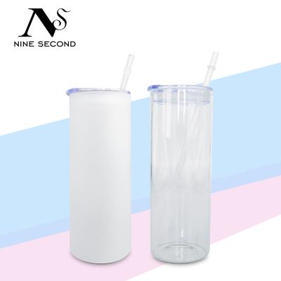 China Wholesale Custom Blanks Stocked Sublimation Mugs Fashionable Tiktok 25oz Frosted Sublimation Color Print Glass Skinny Tumbler for sale