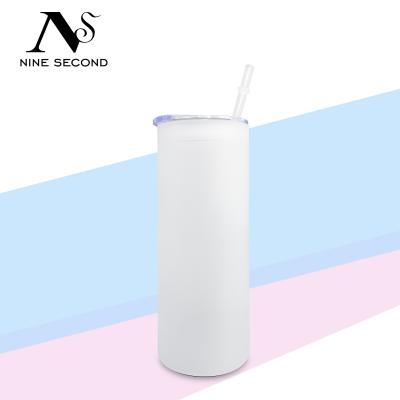 China Wholesale DIY Stocked Transparent Frosted Tumbler 500ML Empty Water Bottle Matte Glass Frosted Sublimation Tumbler for sale