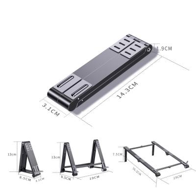 China OATSBASF Folding Stand Design (Size) Portable Ergonomic Adjustable Desktop Aluminum Stand Folding Cooling Pad for sale