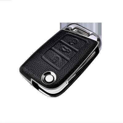 China Wholesale Real Leather Genuine Leather Car Key Cover Protective Remote Case For Volkswagen Passat for sale