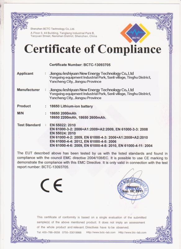 CE - Jiangsu Leshiyuan New Energy Technology Co., Ltd.