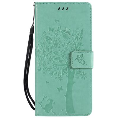 China High Quality Unique Embossed Cat Leather Cases And Tree Wallet Cases For Samsung J4 J6 J8 Core J2 Coque Back Cover A6505 Prime for sale