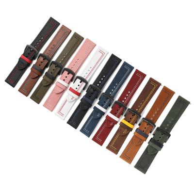 China Cloth 20mm 22mm For Huawei Crazy Horse Head Watch Band Watch Band Strap Replacement Leather Accessory for sale