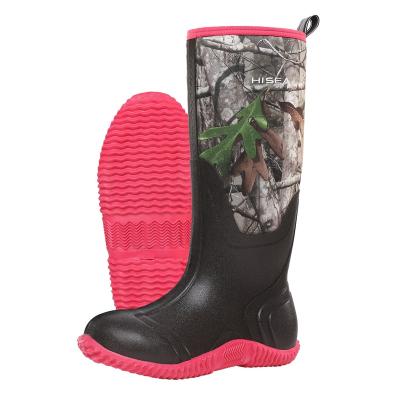 China Insulative Women's Mid-Calf Rain Boots Waterproof Garden Shoes Outdoor Hunting Manure Neoprene Insulated Riding Rubber Boots for sale