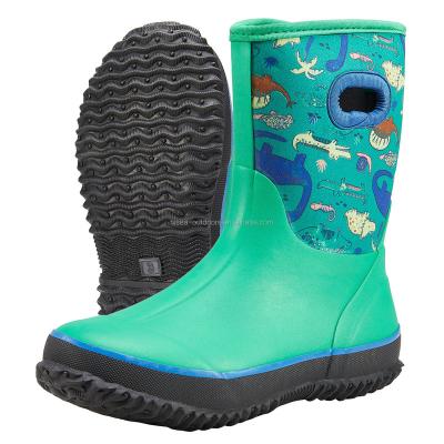 China Insulative Kids Mid-Calf Rain Boots Insulated Waterproof Youth Wellies For Boys And Girls for sale