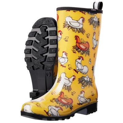 China Fashion Trend HISEA Women's Rubber Rain Boots Waterproof Garden Boots Calf Mid for sale