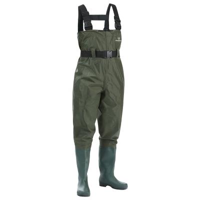 China Waterproof Fishing Waders For Men With Waterproof Hunting Boots Mens Womens Bootfoot Nylon And PVC With Wading Belt for sale