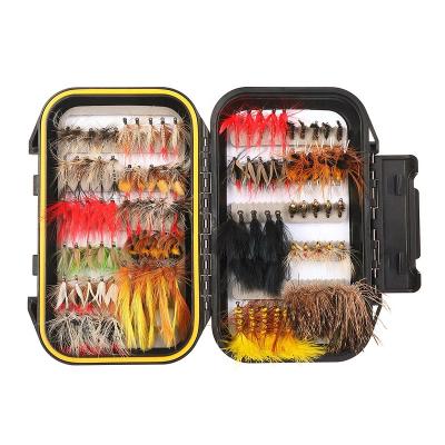 China Handmade Adams Fly Fishing Flies Kit 100pcs Lures Dry/Wet Flies, Flame, Nymph, Emerge with Waterproof Fly Box for sale