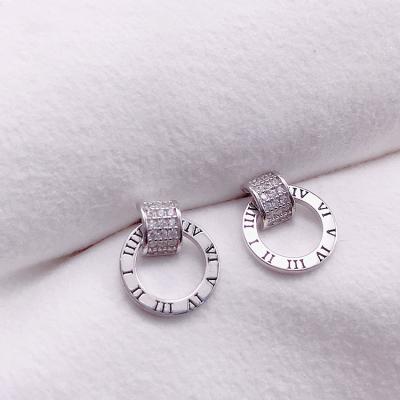 China High Quality Statistical Fashion 925 Sterling Silver Fashion Jewelry Geometric Zircon Stud Earring for sale