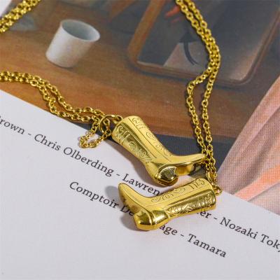 China New Design High Quality 18K Gold Plated Stainless Steel Jewelry Waterproof Boot Pendant Necklace for sale