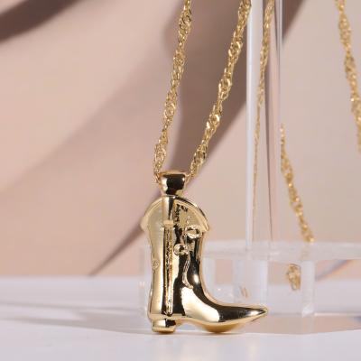 China New Design High Quality Gold Plated Jewelry Brass Boot Fashion Pendant Necklace For Women for sale