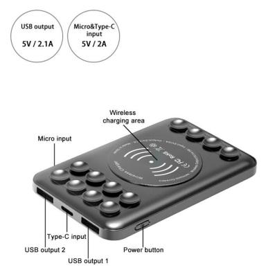 China Portable power bank with Qi, sucktion 5,000mah, 5W for iPhone,Samsung for sale