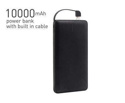 China Built-in Cable iPhone adaptor 10,000mah portable power bank leather casing high capacity smaller size for sale