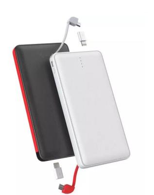 China With Cables 10,000mah portable power bank leather casing high capacity smaller size for sale