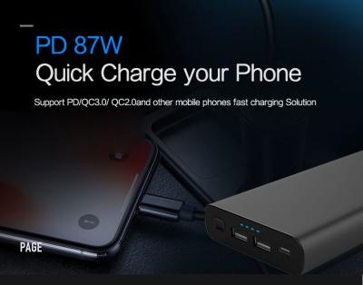 China Metal Housing Power Delivery USB-C PD Portable 20V Laptop Power Bank 100W for sale