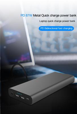 China Metal Housing Power Delivery USB-C PD Portable 20V Laptop Power Bank 100W for sale