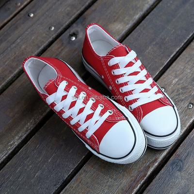 China Cushioning Wholesale Cheap Price All Match Style Canvas Shoes Red Color Walking Rubber Soft Sneakers For Women And Ladies for sale