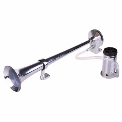 China Universal 12V Iron 150dB Super Loud 17 INCH Single Trumpet Car Air Chrome Chrome With Compressor For Auto Truck Lorry Boat Train Horn for sale