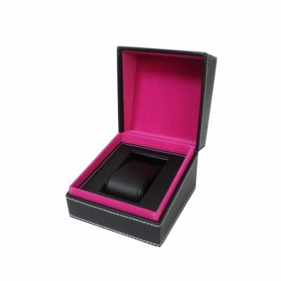 China Custom Stamping Single Watch Man Watch Luxury Velvet Fabric Logo Watch Display Mens Luxury Custom Logo Packaging Box Single Black Watch Display Box for sale