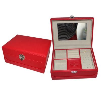 China Real Luxury Faux OEM Empty Leather Jewelry Box Packaging Genuine Eco-friendly Recycle Travel Leather Jewelry Box for sale