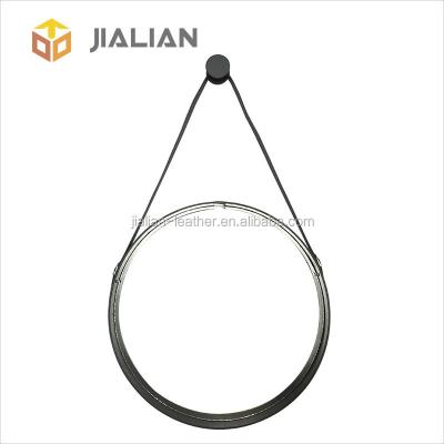 China Cosmetics Packaging And Storage New Arrival Faux Leather Decorative Unique Wall Mirror for sale