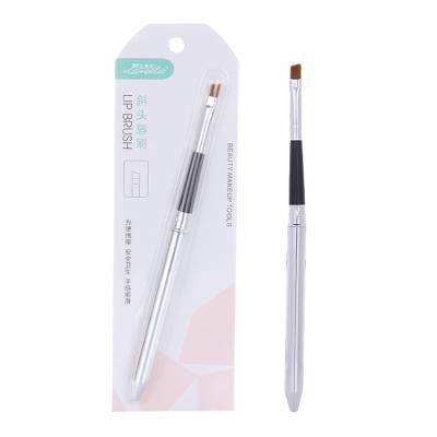 China Angular Blush Lameila Color Silver Cosmetic Single Lip Brush Mini Lip Gloss Makeup Brush Applicator Lip Brush B0492 for sale