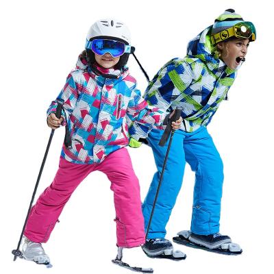 China Kids Board Boys Girls Single Jackets Anti-UV Double Warm Thick Cotton-padded Two-piece Suit Outdoor Sports Snow Skiing Pants for sale