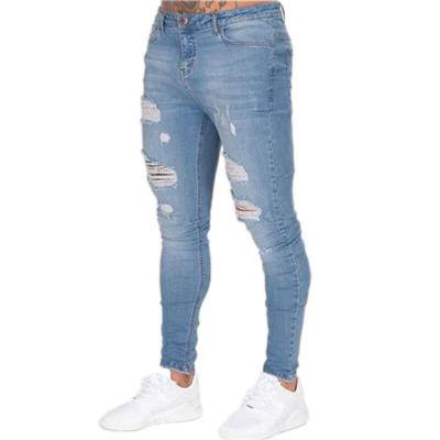 China New Breathable Smart Pants With Zipper Fly Ripped Knees Slim Fit Skinny Jeans For Men Machine Washable for sale