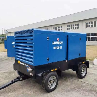 China Liutech high new LUY170-18B 18Bar 17m3/min two stage compression air pressure lubricated four wheel air compressor with Yuchai diesel engine for sale