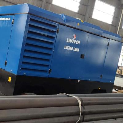 China Liutech LUY320 EKON lubricated air compressor is 30/18bar 25/32m3/min with Yuchai diesel engine for water well drill rig for sale