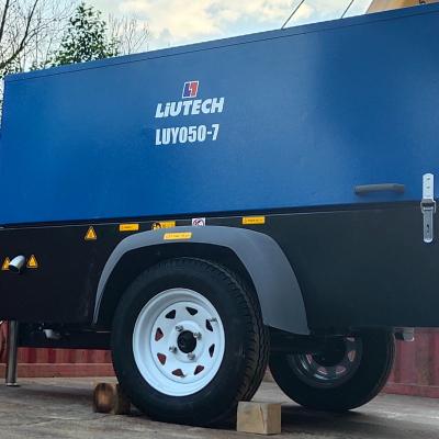 China LIUTECH Reliabble LUY050-7 100Psi 177cfm Lubricated Portable Air Compressor With Kubota V1505 T Small Air Compressor Same As XAS88Kd Atlas for sale