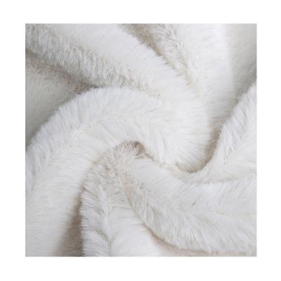 China Non-binding Anti-static Environmental Chenille Plain Faux Rabbit Fur Fleece Fabric For Blankets Carpet for sale