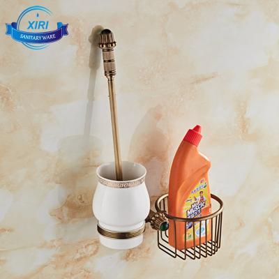 China Easy To Clean Royal Wall Mounted Brass Toilet Brush And Ceramic Brush Holder Bathroom Accessory for sale