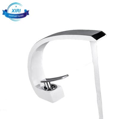 China Modern Nordic Brass White Deck Mount Single Hole Basin Faucets Bathroom Sink Mixer Taps WF609 for sale