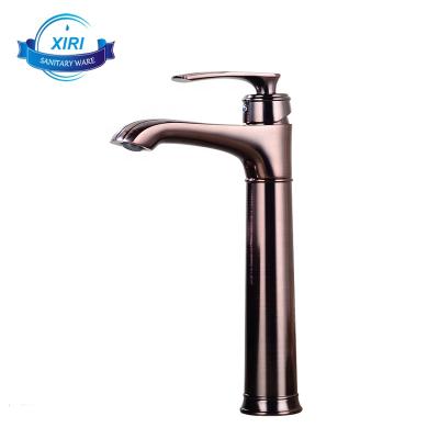 China Traditional European Classic High Brushed Finish Brass Single Hole GLOBE Faucet Basin Handle Waterfall Faucet Water Mixer XiRi-8835 for sale