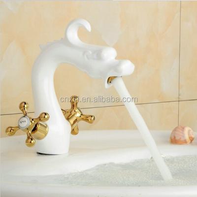 China Bathroom Faucets (A4161) Metered Dragon Faucets White Waterfall Basin Faucet, Basin Mixer Tap for sale