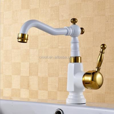 China Modern Bathroom Faucet Cheap Lacquering White Prices Hot And Cold Water 8106W for sale