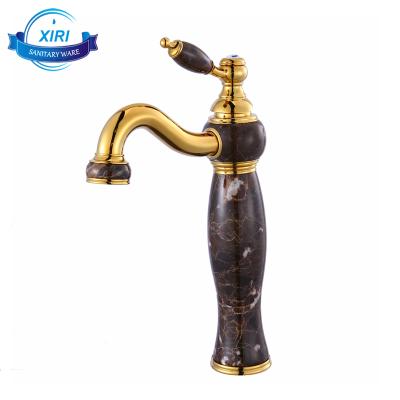 China Hot Water Taps Style European Brass Metered Faucets Gold Plated Jade Stone Bathroom Faucets And Cold for sale