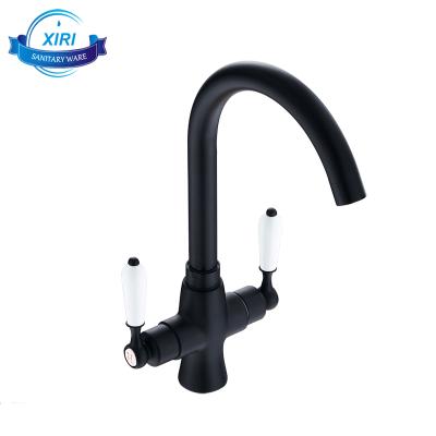 China Modern Deck Mount Style Black American Kitchen Sink Faucet Modern Kitchen Faucets With Two Handles KF820 for sale