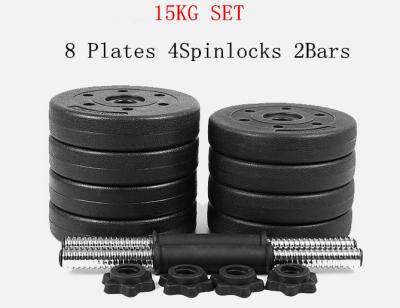 China 10kg 15kg 20kg 25kg 30kg 40kg adjustbale enviroment -protecting cement dumbbell barbell set for sale