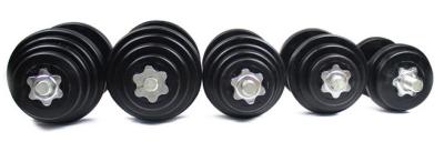 China manufacture black  rubber coated iron sand dumbbell  with rubber bar for sale