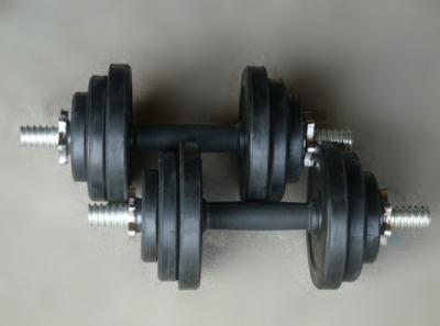 China hot sale cheap black Rubber coated round dumbbell set  for gym for sale