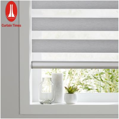 China Minimalist Blackout Fabric Double Zebra Blinds For Window Gray Zebra Shade Custom Window Blinds Chinese Factory Ready Made for sale