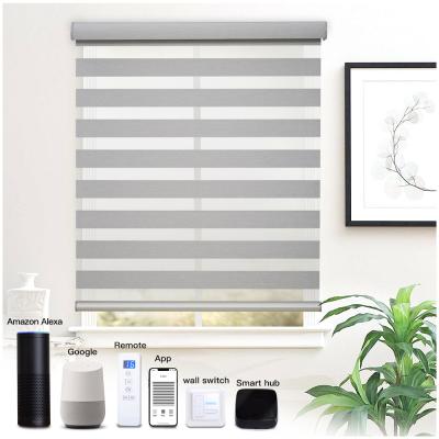 China Minimalist Zebra Smart Blinds For Window Blackout Fabric Vision Indoor Shading for sale