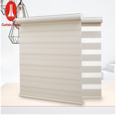 China Custom Blackout Curtain Fabric Blackout Minimalist Office Wifi Smart Shades Day And Night Double Motorized Zebra Window Roller Blinds for sale