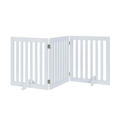 China Sustainable Foldable Space Saving Baby Playpens Wooden Dog Free Door Retractable Child Safety Fence for sale