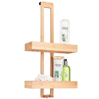 China Wall Mounted Type Eco Friendly Bamboo Shower Caddy Shower Caddy Bathroom Storage Hanging Shelf for sale